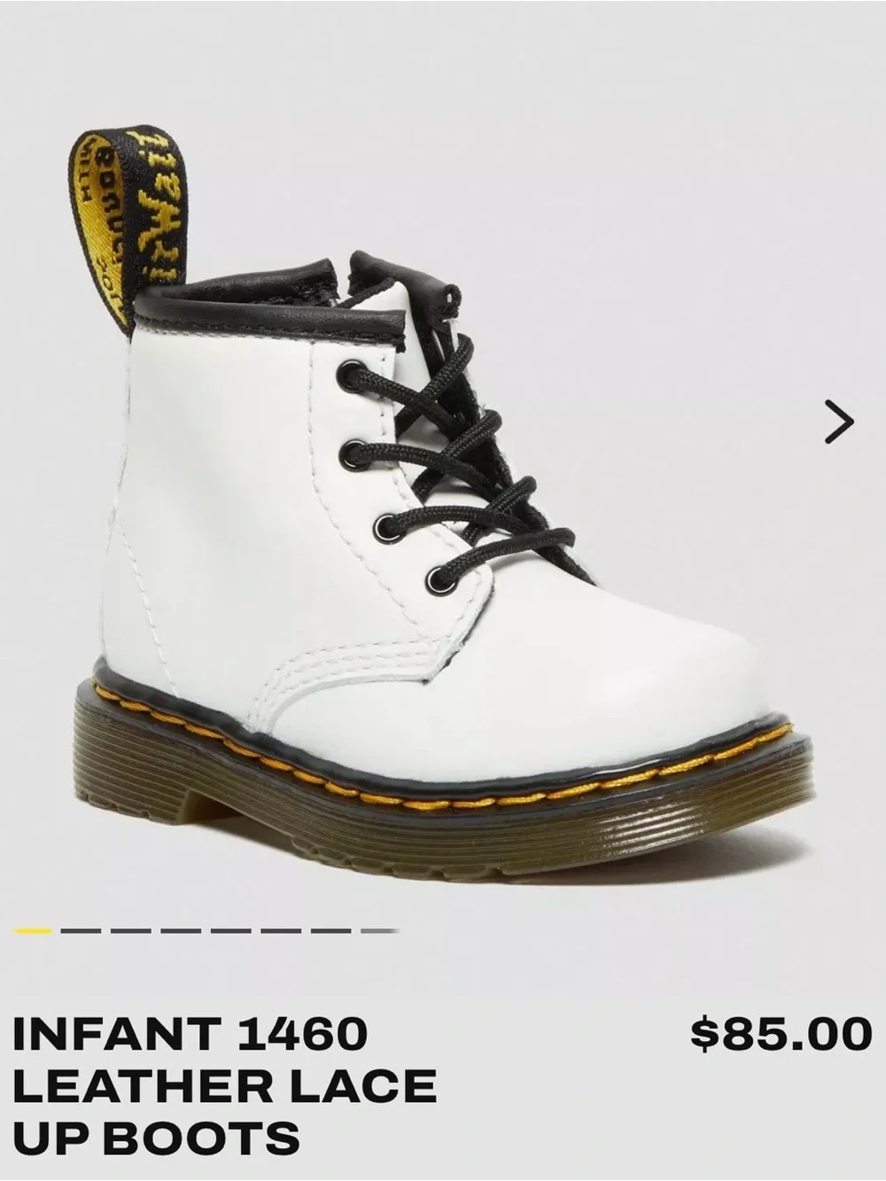 Dr. Martens White Leather Lace-Up Combat Boot